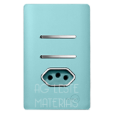 Conjunto Interruptor Duplo Simples + Tomada 10A - Novara Especiais Celeste